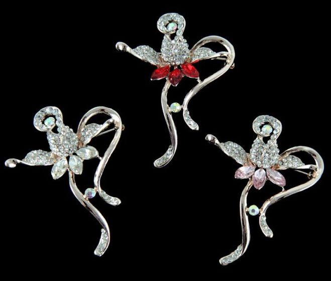 Assorted Diamante Flower Brooches (£1.20 Each)