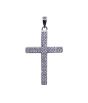 Rhodium plated sterling Silver cross pendant with Clear cubic zirconia stones.
