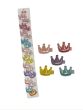 Girls Iridescent Crown  on a ribbon covered concord clip .

Available in yellow ,Baby pink ,Baby blue ,Fuchsia Pink ,  Lilac and White .

Sold as a pack of of 10 pairs assorted.

Comes on a clip strip for easy sale .