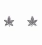 Silver Clear CZ Leaf Stud Earrings