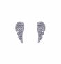 Rhodium plated sterling Silver angle wing design stud earring with Clear cubic zirconia stones.
