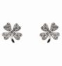 Silver Clear CZ 4-Leaf Clover Stud Earrings (£3.30 Each)