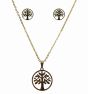 Stainless Steel Tree of Life Pendant & Pierced Stud Earring Set 