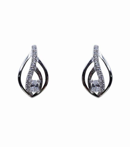 Silver Clear CZ Stud Earrings
