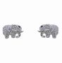 Silver Clear & Jet CZ Elephant Stud Earrings
