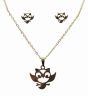 Stainless Steel Owl Pendant and Pierced Stud Earring Set 