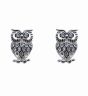 Silver Clear CZ Owl Stud Earrings