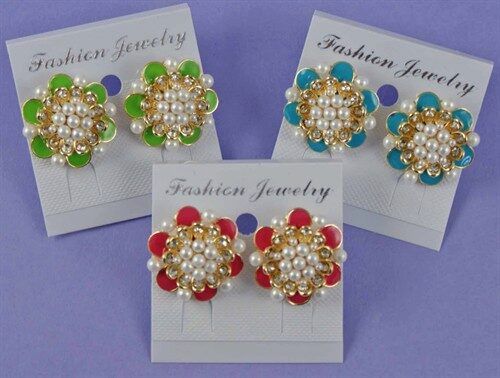 Pearl & Enamel Flower Stud Earrings (£1.15 each)