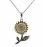 Rhodium plated sterling Silver flower pendant with Clear cubic zirconia stones.
