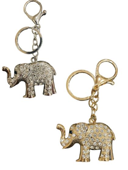 Elephant  bag charm available in Rhodium colour plating and Gold Colour plating ,embelished with genuine crystal stones .

Sold as a pack of 3 per colour or 4 assorted .

Size approx Elephant 4 x 5 .5cm total size 11 cm 