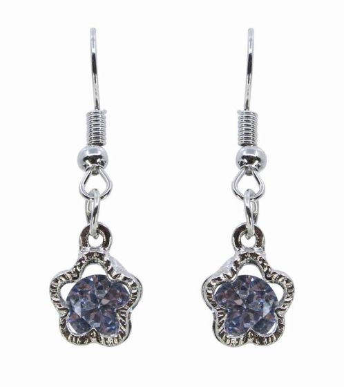 Diamante Flower Pierced Drop Earrings (35p per pair)