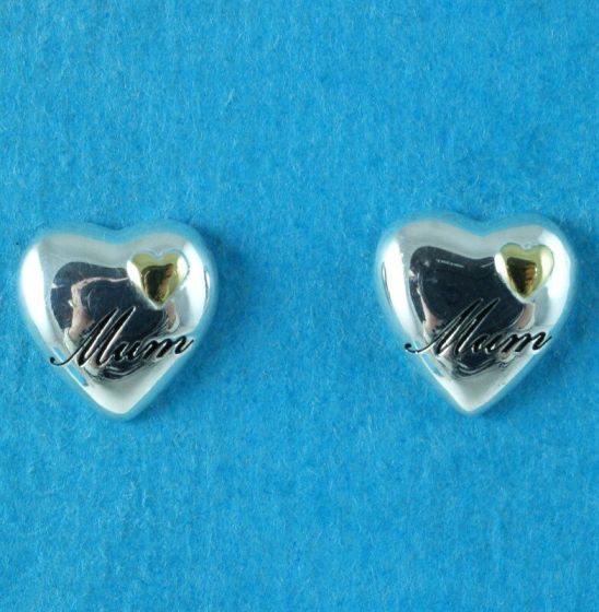 Silver Heart Mum Stud Earrings (£3.95 Each)