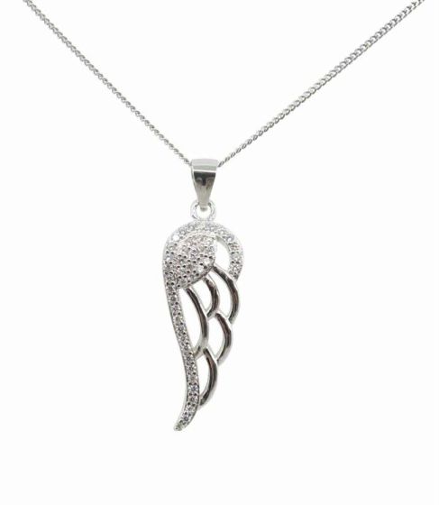 Silver Clear CZ Wing Pendant (£5.90 Each)
