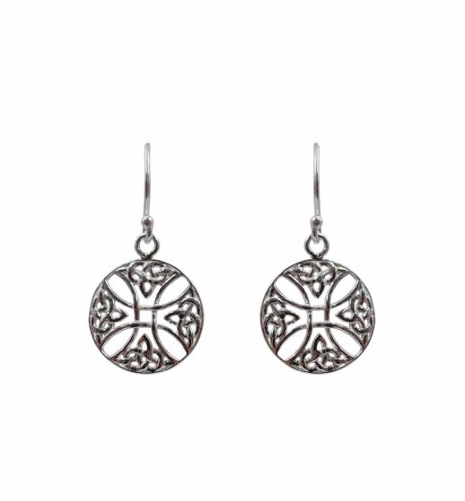 Rhodium plated sterling Silver Celtic drop earrings.
