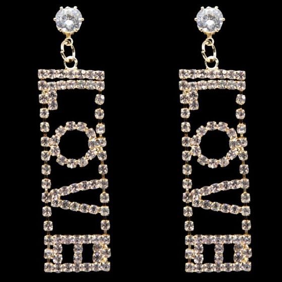 Venetti Diamante 'Love' Pierced Drop Earrings (£1.40 Each)