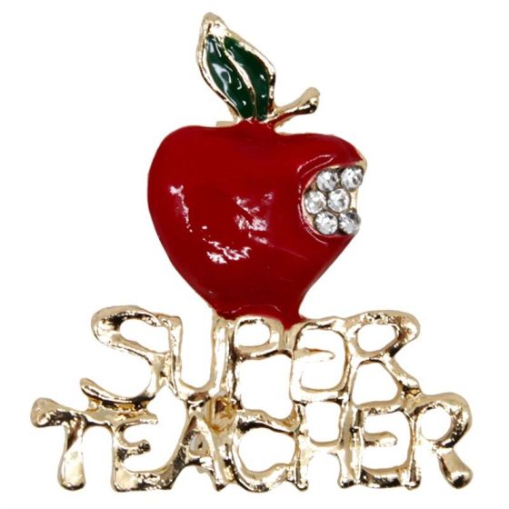 Super Teacher Apple Brooch (£1.20 Each)