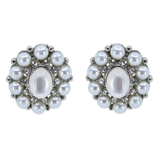 Diamante & Pearl Oval Clip-on Earrings (£1.05 per pair)