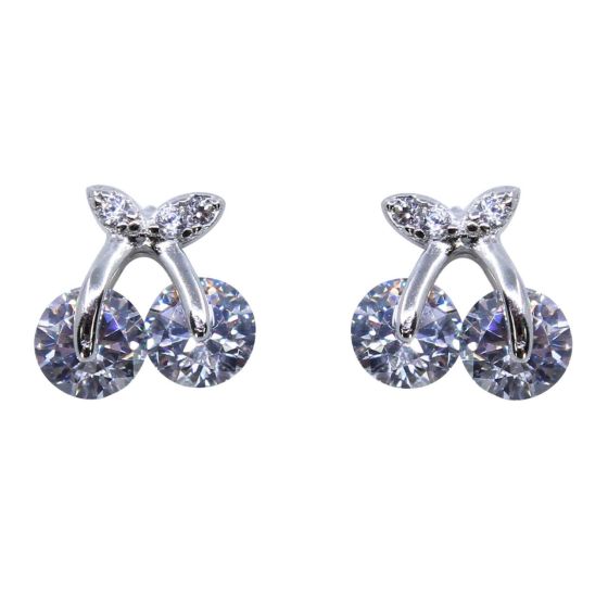 Silver Clear CZ Cherry Stud Earrings (£3.30 Each)