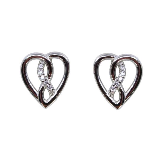 Silver Clear CZ Heart Stud Earrings (£3.70 Each)
