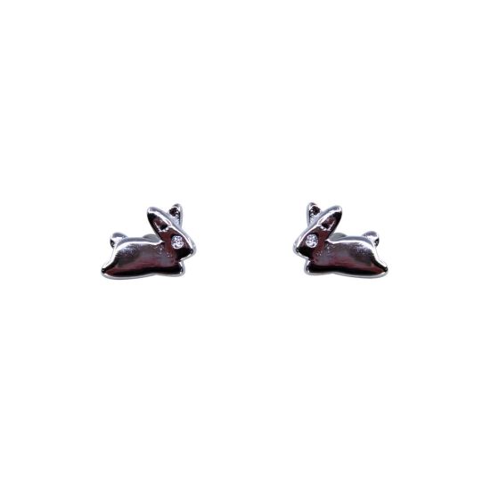Silver Clear CZ Rabbit Stud Earrings (£2.40 per pair)