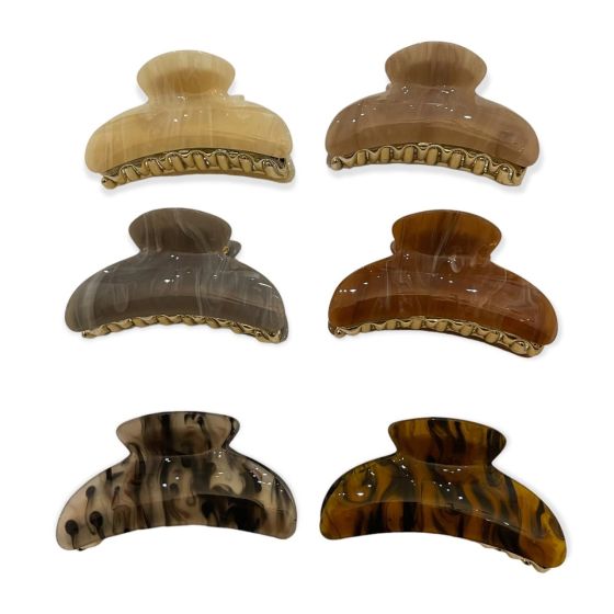 Marbled Effect Acrylic Hair Clamp Pack Of 6(£ 1.00 Each)