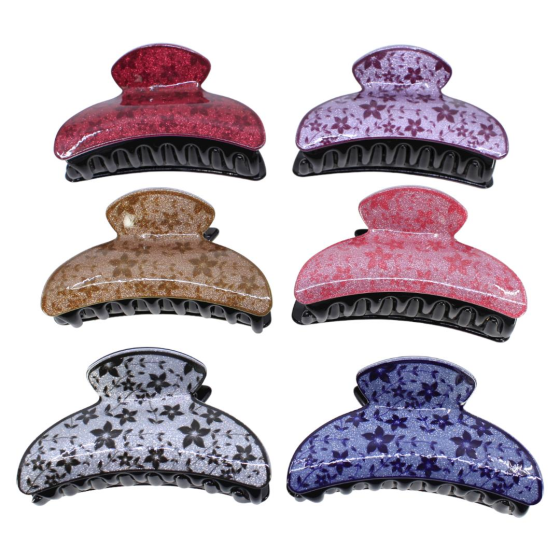 Assorted Floral Glitter Clamps (£1 Each)