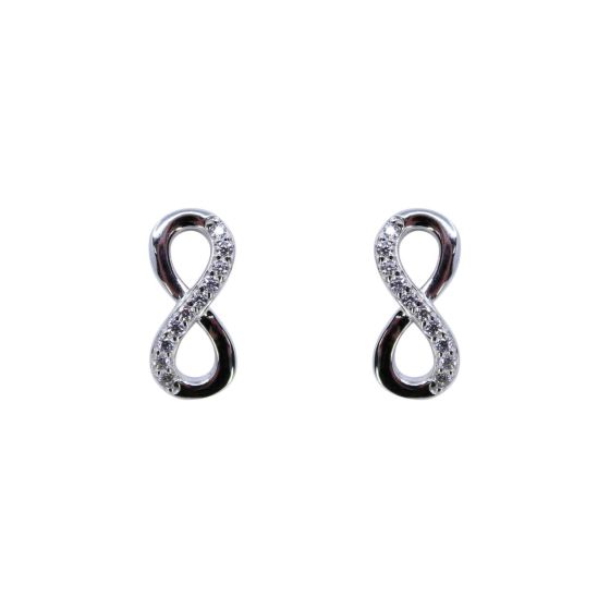 Silver Clear CZ Infinity Stud Earrings (£3.60 per pair)
