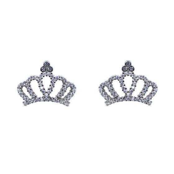 Silver Clear CZ Crown Stud Earrings (£6.60 per pair)