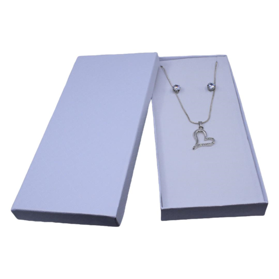 White Pearlized Criss cross design necklace Box