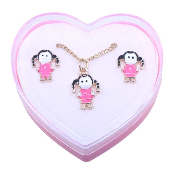 Assorted Enamelled Doll Pendant & Stud Earrings Set (£0.80 Each)