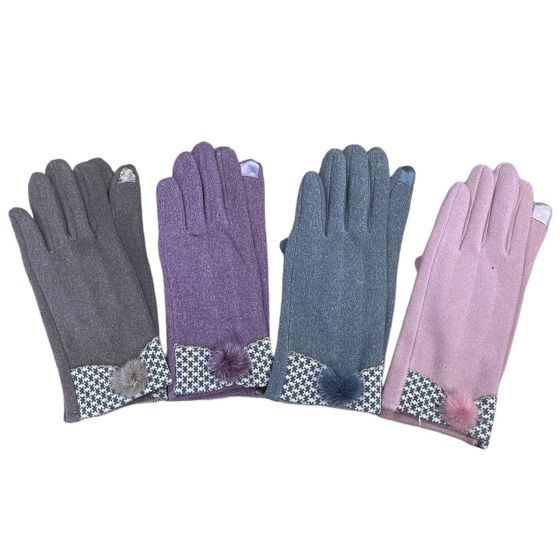 Ladies Winter Touch Screen Gloves With Pompom ( £2.20 per pair)