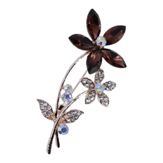 Diamante And Cut Glass Flower Brooch (£1.40 Each )