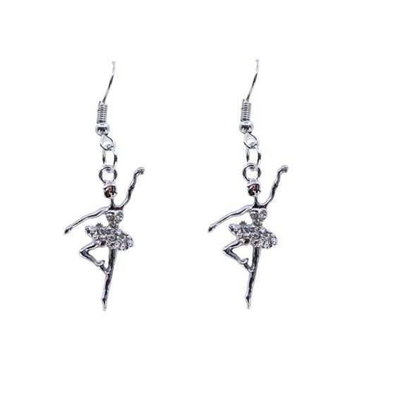 Girls Silver Colour Plated Ballerina Drop Earring (£0.55 Per Pair)