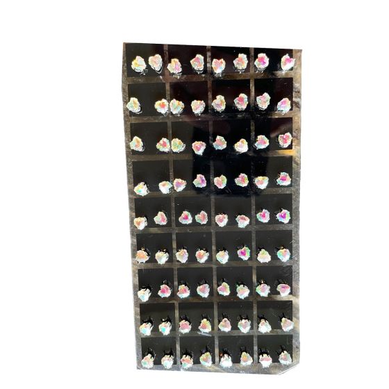 Heart Shape Cubic Zircona Earrings On  A Stand (£0.25 Per Pair )