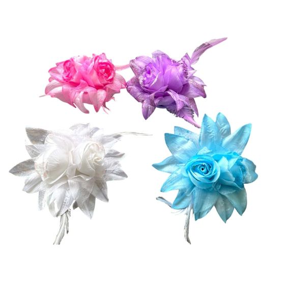 Assorted Natural Coloured Hair Flower Elastic/Brooch (£0.65 Each )