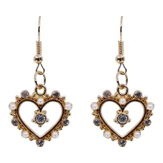 Venetti Diamante & Pearl Heart Pierced Drop Earrings (£0.40p per pair)