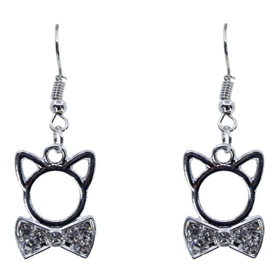 Venetti Diamante Cat & Bow Drop Earrings (£0.45p per pair)