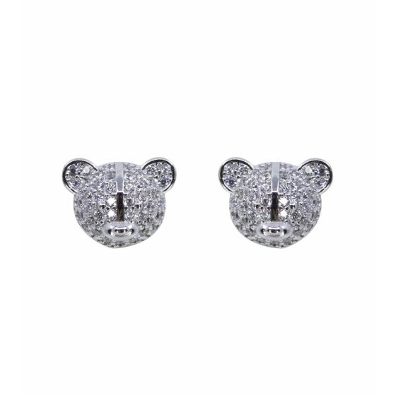 Silver Clear CZ Teddy Stud Earring (£4.40 per pair)