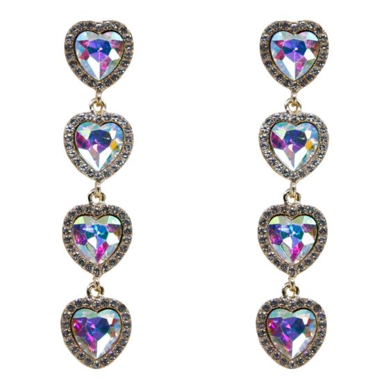 Diamante Heart Drop Earrings (£2.40 Each)