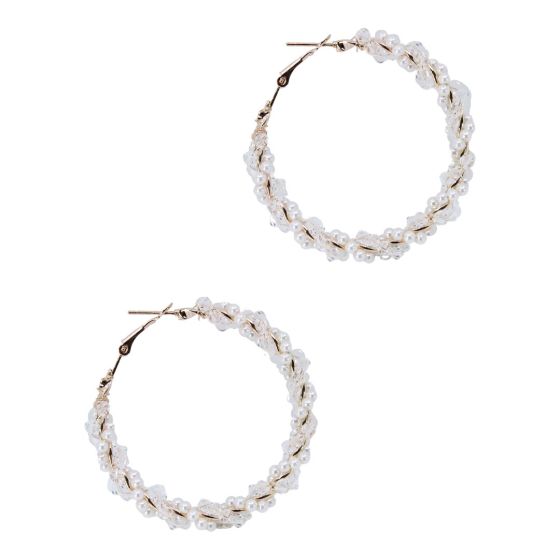 Pearl & Glass Bead 5cm Hoop Earrings (£0.70p per pair)