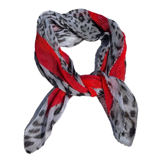 Ladies Animal Print  Silk Feel Pleated Chiffon Neck Scarf -(£1.20 Each )