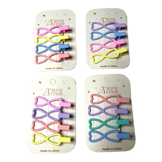 Girls Metal Summer Pastel Rubber Finish Concord Clip -(£0.45 For 3 On a Card )