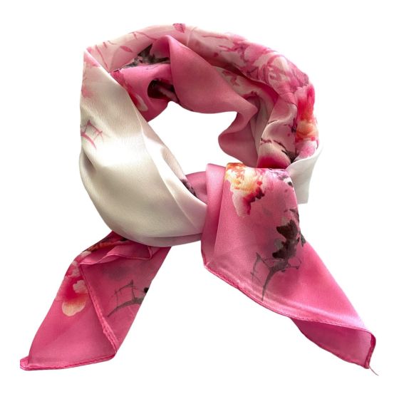 New Design Super Soft Matt Satin Floral Print Silk feel Square Scarf - (£1.20 Each )