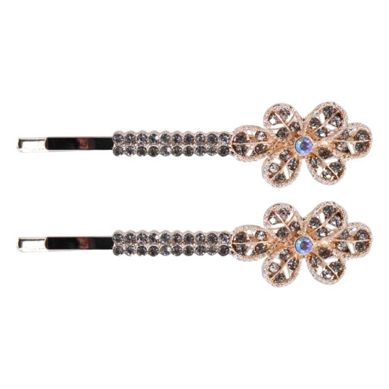 Diamante Flower Hair Slides (£0.70p per card)