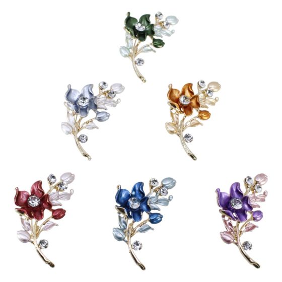 Diamante & Enamel Flower Brooch (£1 Each)