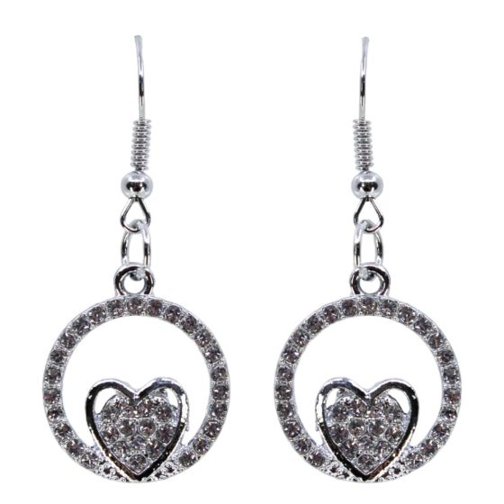 Venetti Diamante Heart Pierced Drop Earrings (£0.50 per pair)