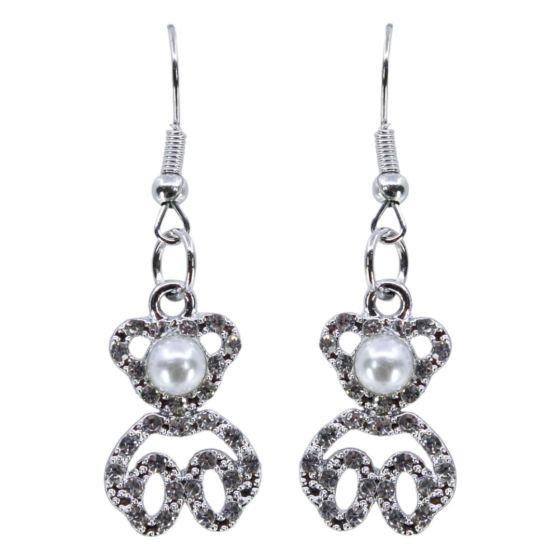 Venetti Diamante & Pearl Teddy Pierced Drop Earrings (£0.50 per pair)