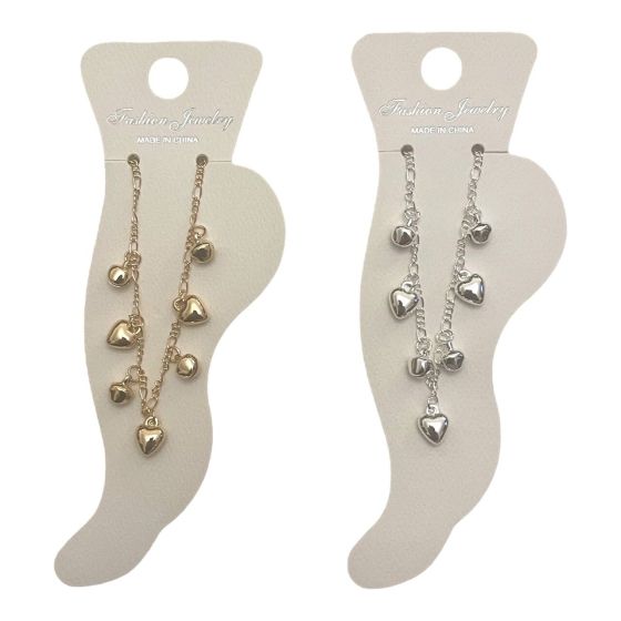 Hearts & Bell Charm Anklets 