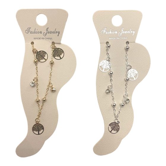 Tree Of Life & Diamante Charm Anklet