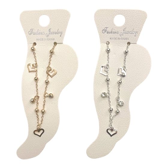 Hearts & Diamante Charm Anklet 